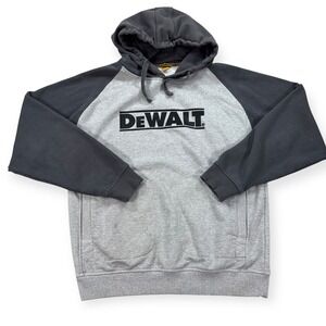 DeWalt Hoodie Men's Large Gray Logan Heavy Duty Spell Out Pullover Workwear